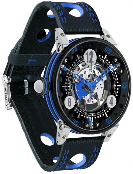 Fashion BRM GOLF BLACK SKELETON DIAL LIGHT BLUE GF6-44-SA-N-SQ-ABLC watch